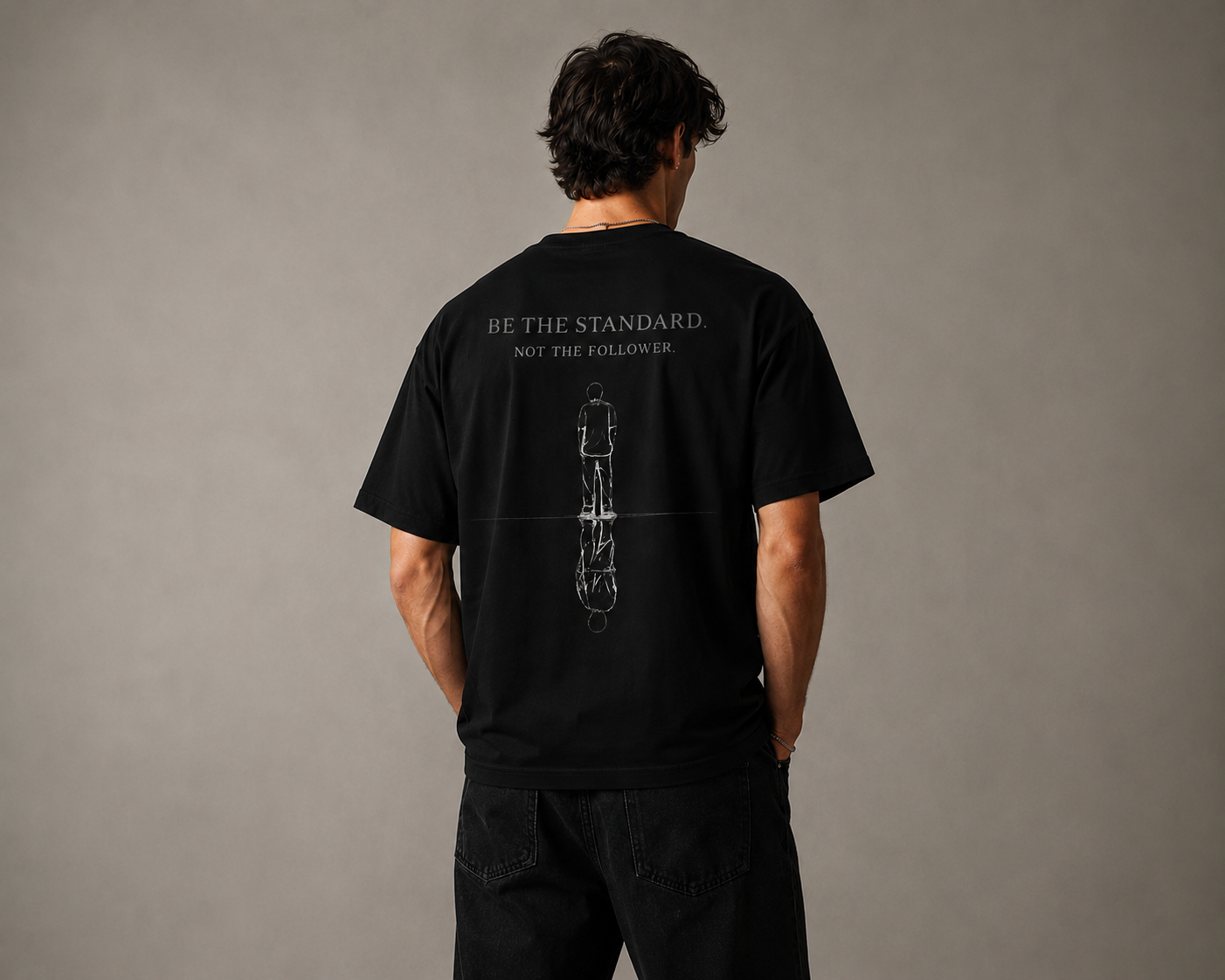 Boxy Tee — "Be The Standard" Oversized Minimalist Brushstroke Graphic