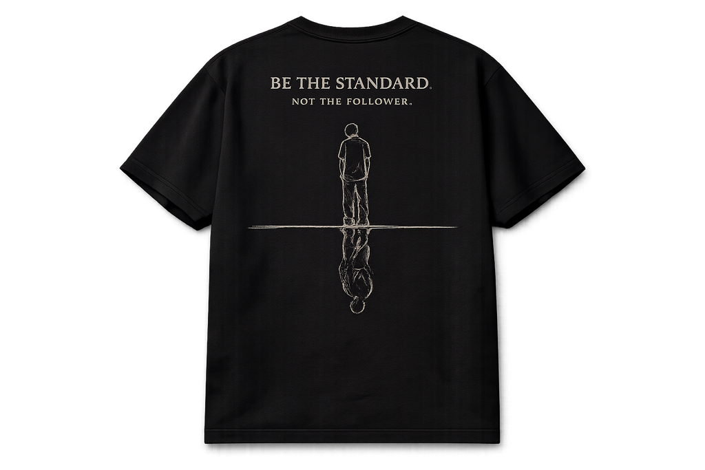 Boxy Tee — "Be The Standard" Oversized Minimalist Brushstroke Graphic